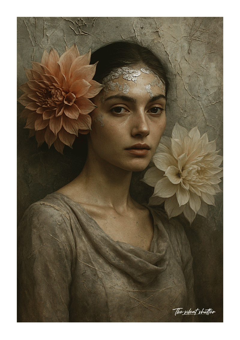 Dahlias and Silver Leaf